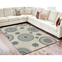 5' X 8' Ivory and Gray Geometric Area Rug