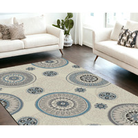 8' X 10' Ivory and Gray Geometric Area Rug
