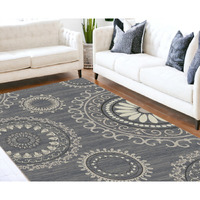 8' X 10' Gray and Ivory Geometric Area Rug