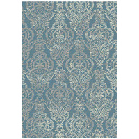 5' X 8' Blue and Beige Damask Distressed Area Rug