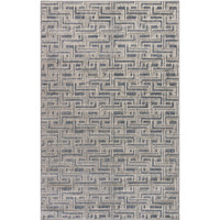 4' X 6' Blue Geometric Distressed Area Rug