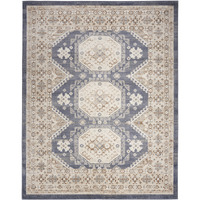 9' X 12' Blue Geometric Distressed Area Rug