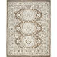 9' X 12' Brown Geometric Distressed Area Rug