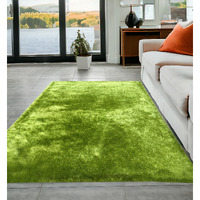 5' X 7' Lime Green Shag Hand Tufted Area Rug