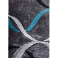 5' X 7' Gray and Silver Shag Hand Tufted Area Rug