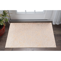3' X 5' Beige and Gold Faux Fur Abstract Shag Non Skid Area Rug
