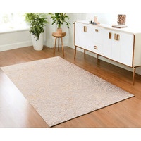 4' X 6' Beige and Gold Faux Fur Abstract Shag Non Skid Area Rug
