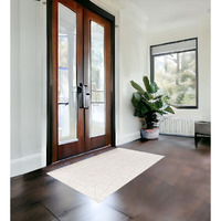 3' X 5' White and Gold Faux Fur Abstract Shag Non Skid Area Rug