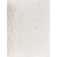5' X 7' White and Gold Faux Fur Abstract Shag Non Skid Area Rug