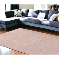 8' X 11' Pink and Gold Faux Fur Abstract Shag Non Skid Area Rug