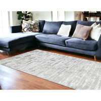 10' Gray and Silver Abstract Washable Non Skid Runner Area Rug