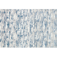 3' X 5' Blue and Gray Abstract Washable Non Skid Area Rug