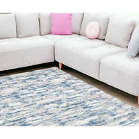 10' X 13' Blue and Ivory Abstract Washable Non Skid Area Rug