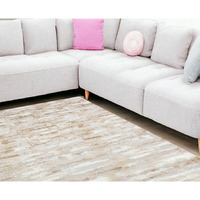 10' X 13' Gold and Ivory Abstract Washable Non Skid Area Rug