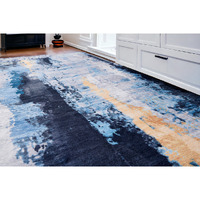 8' X 11' Blue and Yellow Abstract Printed Washable Non Skid Area Rug