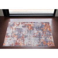 3' X 5' Gray and Brown Abstract Shag Printed Washable Non Skid Area Rug