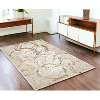 4' X 6' Beige and Gold Abstract Area Rug