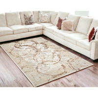 5' X 8' Beige and Gold Abstract Area Rug