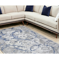 9' X 12' Blue and Gray Abstract Area Rug
