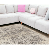 8' X 10' Gray and Ivory Floral Area Rug