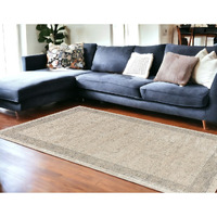 8' X 10' Beige and Ivory Floral Area Rug