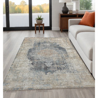 5' X 8' Beige and Gray Medallion Area Rug
