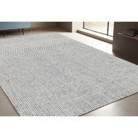 5' X 7' Blue and Ivory Wool Abstract Hand Tufted Area Rug
