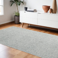 9' X 12' Green and Ivory Wool Checkered Hand Tufted Area Rug
