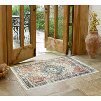 2' X 3' Beige Oriental Distressed Area Rug With Fringe