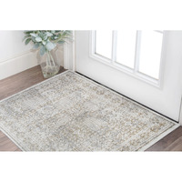 2' X 3' Ivory Oriental Distressed Area Rug With Fringe