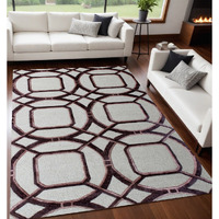 5' X 8' Silver Abstract Geometric Hand Tufted Non Skid Area Rug