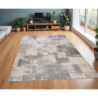 4' X 6' Gray and Beige Abstract Distressed Area Rug