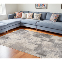 8' X 11' Gray and Beige Abstract Distressed Area Rug