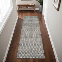 8' Gray and Beige Moroccan Distressed Area Rug