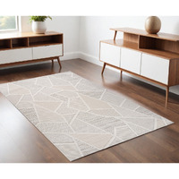 4' X 6' Cream and Beige Geometric Distressed Area Rug