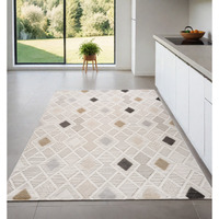 4' X 6' Cream and Beige Abstract Distressed Area Rug