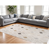 7' X 10' Cream and Beige Abstract Distressed Area Rug