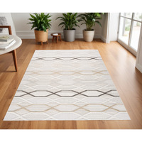 4' X 6' Cream and Beige Abstract Distressed Area Rug