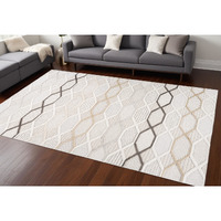 8' X 11' Cream and Beige Abstract Distressed Area Rug