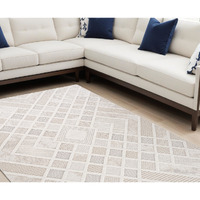 7' X 10' Cream and Beige Abstract Distressed Area Rug