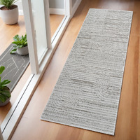 2' X 5' Gray Abstract Geometric Distressed Area Rug