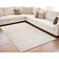 5' X 8' Gray and Beige Abstract Distressed Area Rug