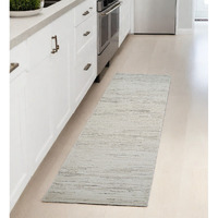 8' Gray and Beige Geometric Distressed Area Rug
