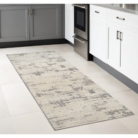 8' Gray and Cream Abstract Distressed Area Rug