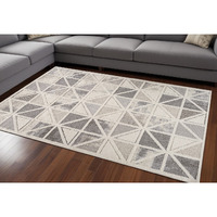 7' X 10' Gray and Cream Geometric Distressed Area Rug