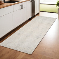 8' Cream and Beige Geometric Distressed Area Rug