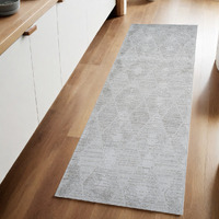 8' Gray Geometric Distressed Area Rug
