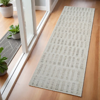 2' X 5' Gray and Beige Geometric Distressed Area Rug