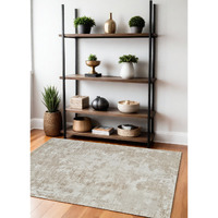 4' X 6' Cream and Beige Abstract Distressed Area Rug