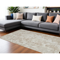 8' X 11' Cream and Beige Abstract Distressed Area Rug